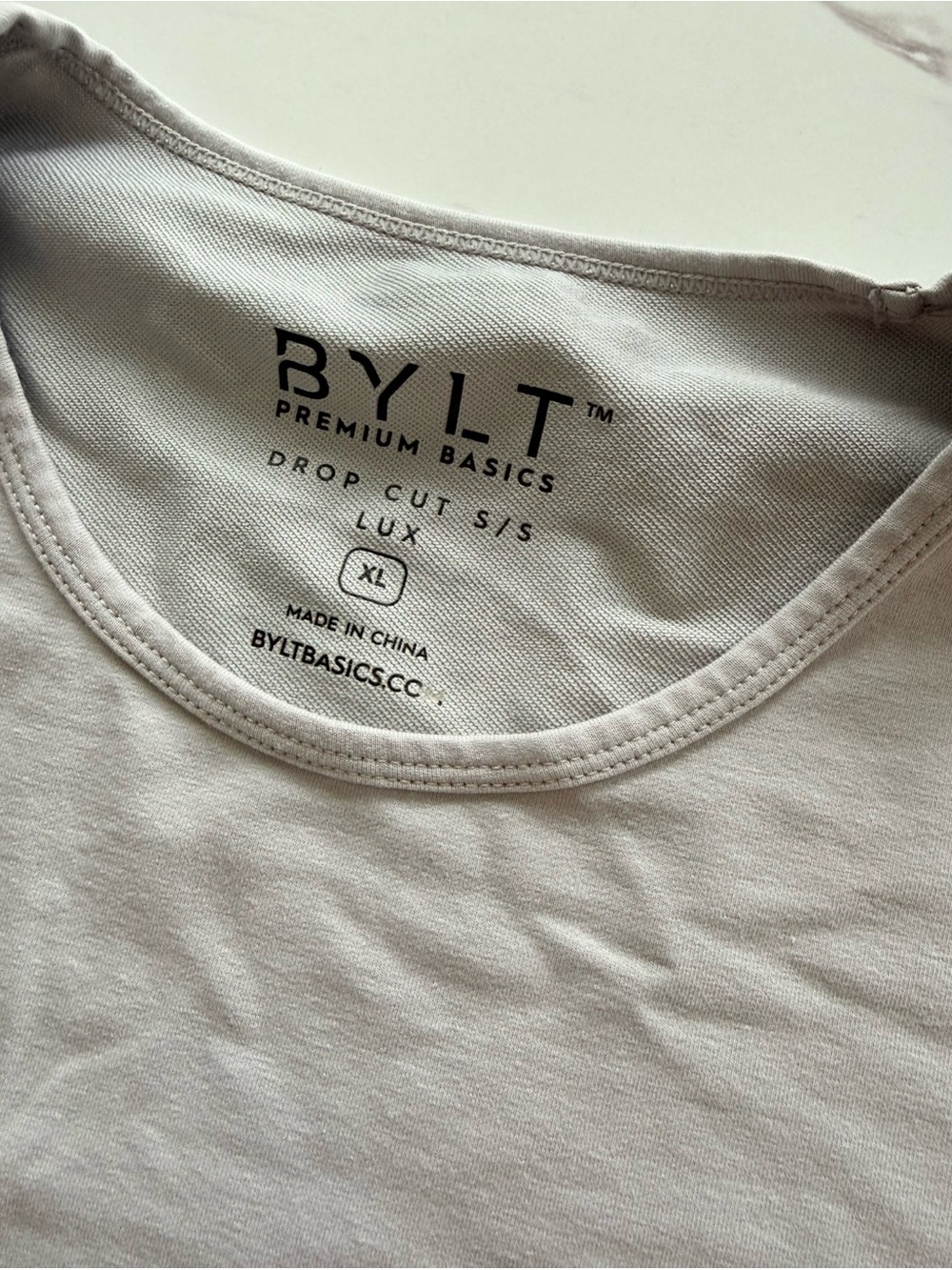 BYLT Drop Cut S/S Lux T-Shirt Tan Taupe Gray Mens XL Curved Hem Athletic Tee